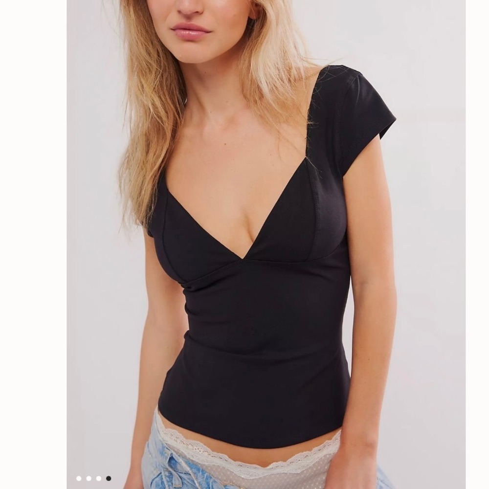 Free People Duo Corset Cami Intimately Tank Top Black Medium NWT NEW Sweatheart